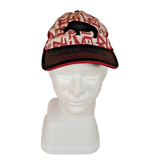 Denver Zoo Rhino Cap Mesh Back Red & Black Baseball Sports Hook & Loop Hat - Picture 2 of 8